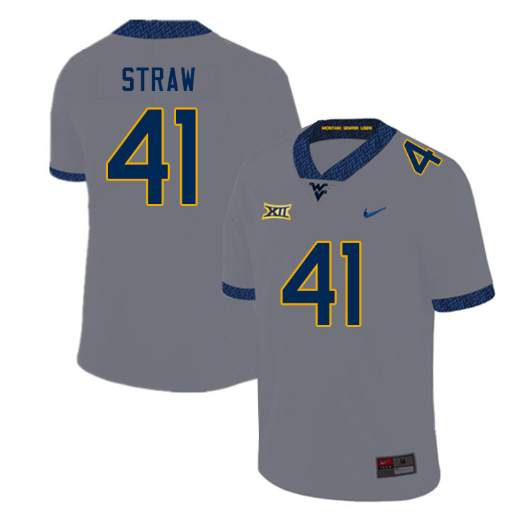 Men #41 Oliver Straw West Virginia Mountaineers College Football Jerseys Sale-Gray